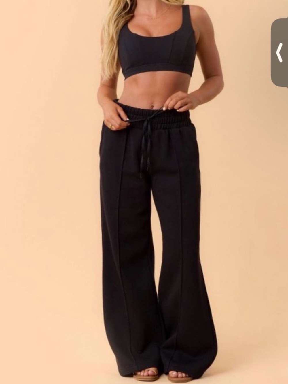 Blogilates Wide-Leg Drawstring Pants in Black